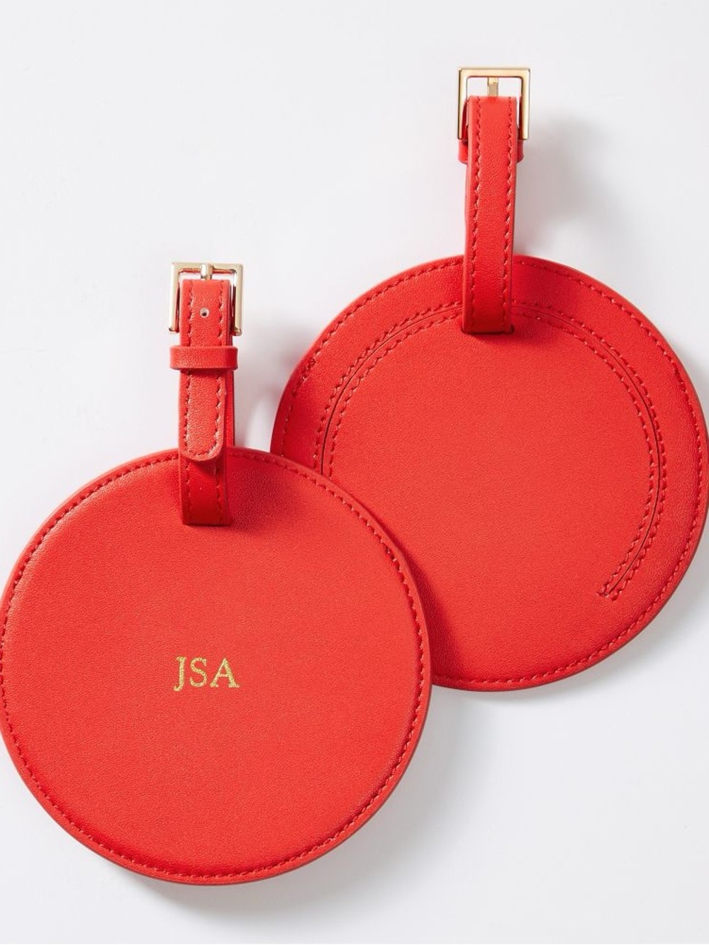 Pair of New Mark & Graham Fillmore Circle Luggage Tags in Poppy